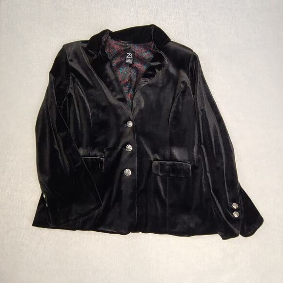 FALL 23rd street womens black velvet blazer Sz XL Dark feminine Goth career - Picture 3 of 11